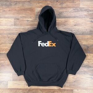 FedEx Hoodie Womens Medium Black Logo Fleece Pullover Hooded Sweatshirt